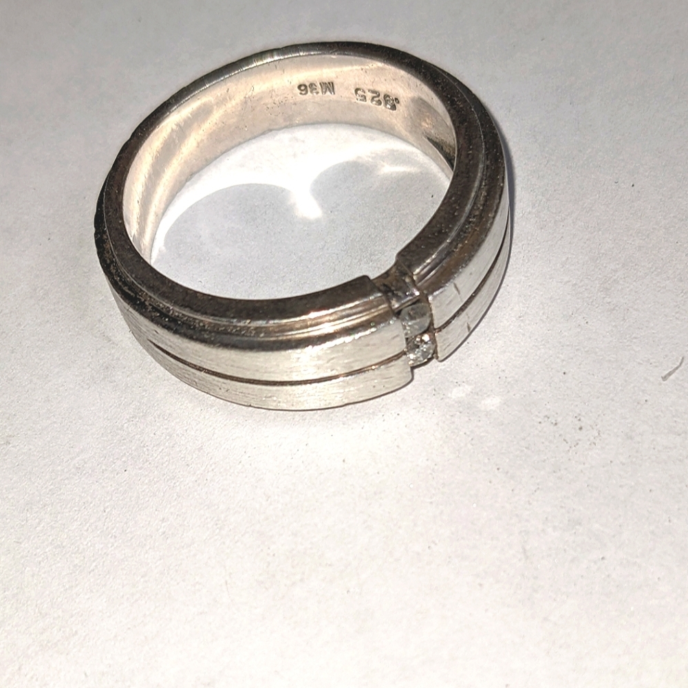 Vintage Men's Sterling Silver Diamond‎ Band Size 10